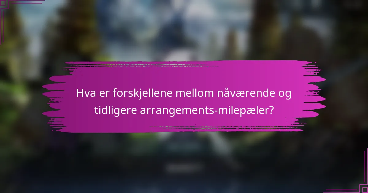 Hva er forskjellene mellom nåværende og tidligere arrangements-milepæler?