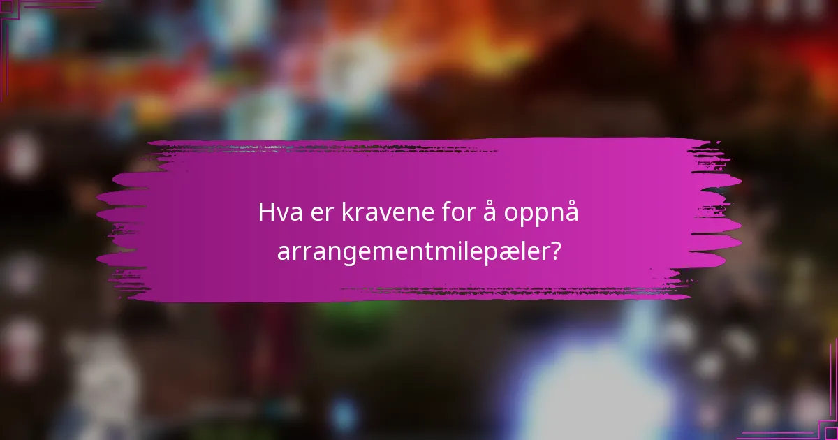 Hva er kravene for å oppnå arrangementmilepæler?