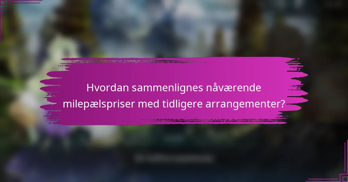 Hvordan sammenlignes nåværende milepælspriser med tidligere arrangementer?